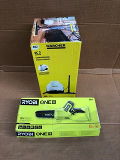 RYOBI ONE+ RY18PS15A-O 18V CORDLESS 15CM PRUNING SAW TO ALSO INCLUDE K'ARCHER SC3 STEAM CLEANER: LOCATION - D12