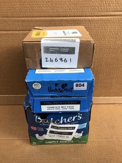 3 X BOXES OF ASSORTED PET FOOD ITEMS TO INCLUDE BUTCHERS SIMPLY GENTLE WHOLE GRAIN DOG FOOD TINS - BBE 2/27: LOCATION - D12