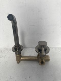 WALL MOUNTED BASIN MIXER WITH SPOUT IN BRUSHED GOLD - RRP £205: LOCATION - RACKING 2