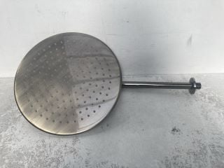 300MM DIAM FIXED SHOWER HEAD WITH WALL MOUNTED ARM IN BRUSHED GOLD - RRP £165: LOCATION - RACKING 2