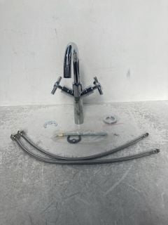 MODERN CROSSHEAD MONO BASIN MIXER TAP IN CHROME - RRP £205: LOCATION - RACKING 2