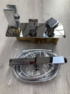 CHROME CONCEALED SHOWER VALVE WITH OUTLET ELBOW, PENCIL STYLE HANDSET & HOSE - RRP £435: LOCATION - RACKING 2