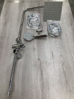 RISER RAIL KIT IN CHROME WITH SQUARE FIXED SHOWER HEAD, MULTI FUNCTION HANDSET & HOSE: LOCATION - RACKING 2