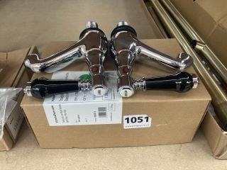 PAIR OF BLACK & CHROME LEVER ACTION BASIN PILLAR TAPS - RRP £160: LOCATION - RACKING 2