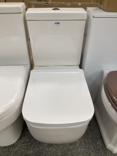 (COLLECTION ONLY) SQUARE STYLED BTW CLOSED COUPLED TOILET WITH CISTERN FITTINGS & DUAL FLUSH TOP CHROME BUTTON & SEAT - RRP £395: LOCATION - D6