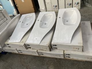 (COLLECTION ONLY) 10 X 1040 X 510MM 1TH POLY MARBLE RH BATHROOM SINK RRP £2000: LOCATION - C8