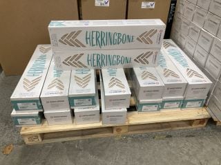 (COLLECTION ONLY) 1 LOT = 16 PACKS OF KRONOTEX HERRINGBONE 665 X 133 X 8MM IN LIGHT OAK FLOORING 19.8M2 APPROX - RRP £895: LOCATION - C1