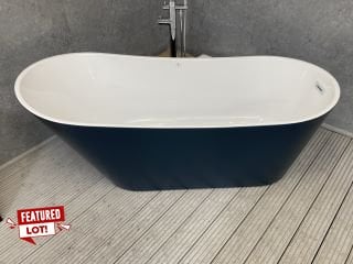 1700 X 730MM MODERN TWIN SKINNED SINGLE ENDED SLIPPER STYLE BATH IN ROYAL BLUE WITH INTEGRAL CHROME OVERFLOW & WASTE - RRP £1489: LOCATION - PHOTO BOOTH