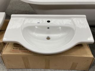 (COLLECTION ONLY) 850 X 500MM 1TH CERAMIC SEMI RECESSED BASIN - RRP £320: LOCATION - C3