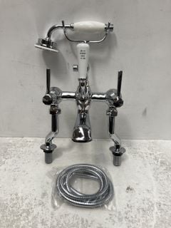 TRADITIONAL DECK MOUNTED BSM IN CHROME WITH SHOWER HANDSET & HOSE - RRP £425: LOCATION - RACKING 1