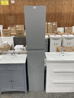 (COLLECTION ONLY) FLOOR STANDING 2 DOOR HIGH BATHROOM CABINET IN MATT PEARL GREY 1800 X 350 X 340MM - RRP £595: LOCATION - D3