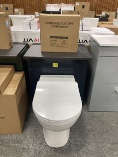 (COLLECTION ONLY) 600 X 360MM TOILET UNIT IN MIDNIGHT BLUE & HACIENDA BLACK WITH BTW PAN & SEAT WITH CONCEALED CISTERN FITTING KIT - RRP £780: LOCATION - D4