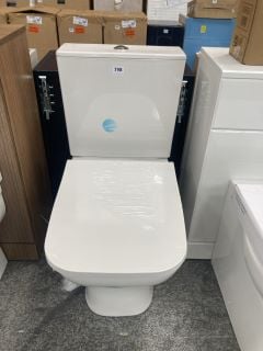 (COLLECTION ONLY) SQUARE STYLED CLOSED COUPLED TOILET WITH CISTERN FITTINGS, DUAL FLUSH TOP CHROME BUTTON & SEAT - RRP £455: LOCATION - D4