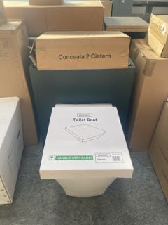 (COLLECTION ONLY) 600 X 340MM TOILET UNIT IN FIR GREY WITH BTW PAN & SEAT WITH CONCEALED CISTERN FITTING KIT - RRP £780: LOCATION - D3