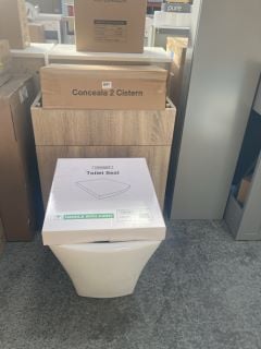 (COLLECTION ONLY) 600 X 350MM TOILET UNIT IN OAK WITH BTW PAN & SEAT WITH CONCEALED CISTERN FITTING KIT - RRP £780: LOCATION - D3