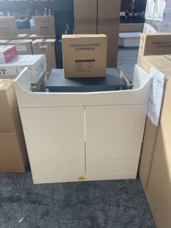 (COLLECTION ONLY) FLOOR STANDING 1 DOOR 2 DRAWER SEMI RECESSED SINK UNIT IN WHITE 800 X 310 X 820MM - RRP £295: LOCATION - D5