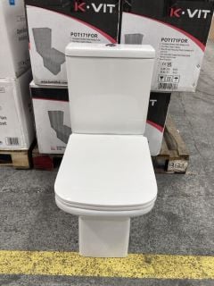 (COLLECTION ONLY) SQUARE STYLED CLOSED COUPLED TOILET WITH CISTERN FITTINGS, DUAL FLUSH TOP CHROME BUTTON & SEAT - RRP £325: LOCATION - D5