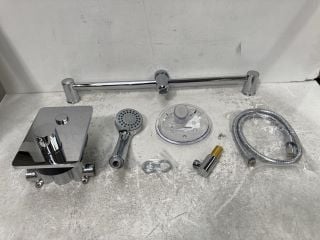 CHROME CONCEALED SHOWER VALVE WITH SHOWER SLIDE RAIL KIT, MULTI FUNCTION SHOWER HANDSET & HOSE - RRP £615: LOCATION - RACKING 1