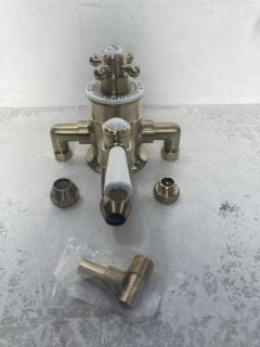 TRADITIONAL EXPOSED SHOWER VALVE IN BRUSHED BRASS - RRP £409: LOCATION - RACKING 2