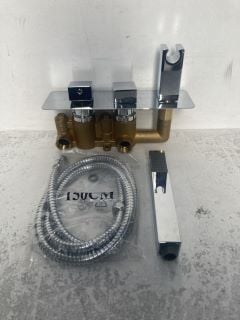 CHROME CONCEALED SHOWER VALVE WITH OUTLET ELBOW, PENCIL STYLE HANDSET & HOSE - RRP £435: LOCATION - RACKING 2