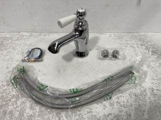 TRADITIONAL LEVER ACTION MONO BASIN MIXER TAP IN CHROME - RRP £255: LOCATION - RACKING 1