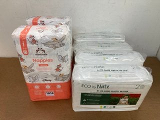 2 X PACKS OF MAMA BEAR SIZE 1 ULTRA DRY NAPPIES TO INCLUDE 4 X PACKS OF ECO BY NATY SIZE 2 NAPPIES: LOCATION - E2