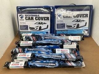 QTY OF ASSORTED CAR ITEMS TO INCLUDE 2 X SHIELD AUTOCARE BREATHABLE CAR COVERS: LOCATION - E3