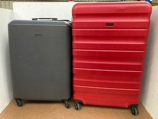 JOHN LEWIS & PARTNERS LARGE HARDSHELL SUITCASE IN RED TO INCLUDE JOHN LEWIS & PARTNERS SUITCASE IN BLACK: LOCATION - E4