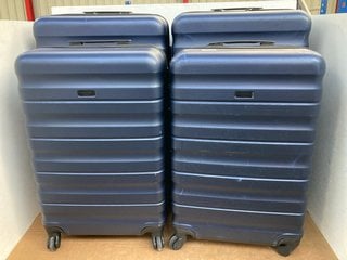 4 X JOHN LEWIS & PARTNERS HARDSHELL SUITCASES IN VARIOUS SIZES IN BLUE: LOCATION - E4