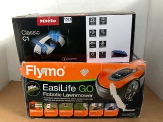 FLYMO EASILIFE GO ROBOTIC LAWNMOWER TO INCLUDE MIELE CLASSIC CI JUNIOR POWERLINE HOOVER IN BLUE- MODEL NO SBAF5: LOCATION - E6