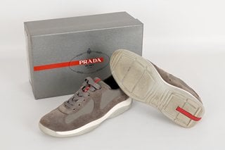 PRADA MILANO AMERICA CUP ORIGINAL SNEAKERS IN GREY - UK SIZE 9 - RRP £690: LOCATION - BOOTH