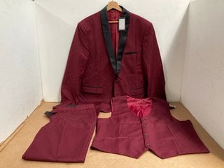 SLIKTAA 3 PIECE SUIT IN BURGUNDY UK SIZE S: LOCATION - H15