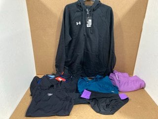 7 X CLOTHING ITEMS TO INCLUDE UNDER ARMOUR RIVAL FLEECE HOODIE IN BLACK SIZE L: LOCATION - H9