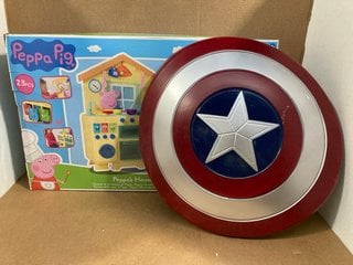 AVENGERS CAPTAIN AMERICA 24" SHIELD TO INCLUDE PEPPA PIG DELUXE KITCHEN: LOCATION - H8