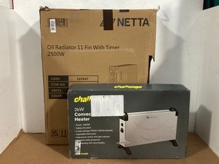 CHALLENGE 2KW CONVECTOR HEATER TO INCLUDE NETA OIL RADIATOR 11 FIN WITH TIMER: LOCATION - H7