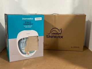 HOMEDICS 4-IN-1 RELAXATION HEATED FOOT SPA TO INCLUDE SNAILAX SHIATSU MASSAGE SEAT CUSHION: LOCATION - H6