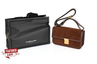 DEMELLIER LONDON N119 PARIS SHOULDER BAG IN SUEDE SMOOTH LEATHER IN MOCHA - RRP £450: LOCATION - BOOTH