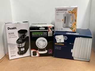 4 X HOUSEHOLD ITEMS TO INCLUDE DUALIT BURR COFFEE GRINDER & DELONGHI BALLERINA 4 SLICE TOASTER: LOCATION - G1