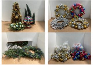 QTY OF DECORATIONS TO INCLUDE JOHN LEWIS & PARTNERS RAINBOW SHINY MUSHROOM ORNAMENT: LOCATION - G1