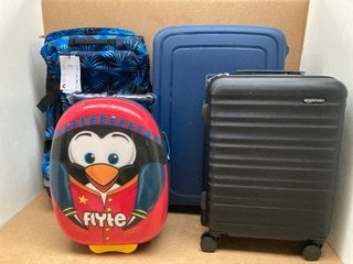 4 X SUITCASES TO INCLUDE SAMSONITE SPINNER COMBINATION LOCK MEDIUM SUITCASE IN BLUE: LOCATION - G4