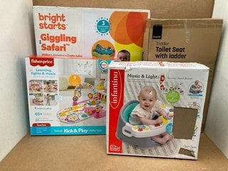 4 X BABY ITEMS TO INCLUDE BRIGHT STARS GIGGLING SAFARI BABY WALKER: LOCATION - G5