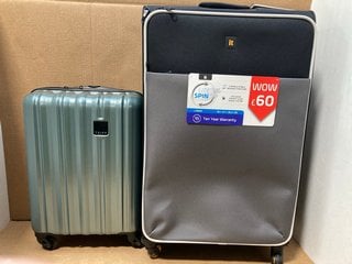 TRIPP SMALL HARD SHELL COMBINATION LOCK SUITCASE IN BLUE TO INCLUDE IT LITE SPIN SOFT SHELL LARGE SUITCASE: LOCATION - G8