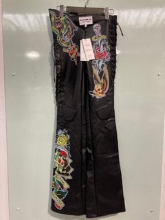 ED HARDY NAMILIA LEATHER DAGGER TROUSERS IN BLACK UK SIZE 8 - RRP £142.99: LOCATION - G8