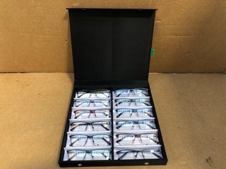 AVANTI 12 PACK OF GLASSES TO INCLUDE AVANTI ECLIPSE ORANGE AND GREY THIN FRAME GLASSES: LOCATION - G9