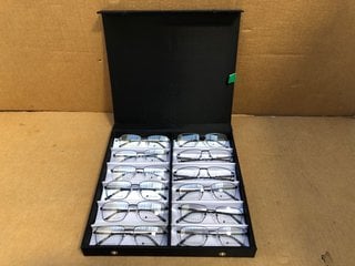 AVANTI 12 PACK OF GLASSES TO INCLUDE AVANTI TITANIUM ECLIPSE BLUE THIN FRAME GLASSES: LOCATION - G9