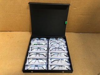 AVANTI 12 PACK OF GLASSES TO INCLUDE AVANTI GREEN AND BLACK THIN FRAME GLASSES: LOCATION - G9