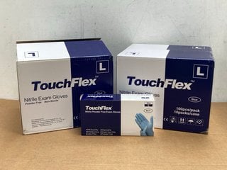 2 X BOX OF 100 TOUCHFLEX POWDER FREE NITRILE EXAM GLOVES SIZE L: LOCATION - F15