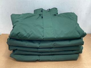 5 X KARIBAN DARK GREEN PADDED HOODLESS COATS UK SIZE M: LOCATION - F15