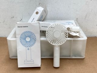 QTY OF ETERNAL CLASSICS PORTABLE HAND HELD / DESK FANS IN WHITE: LOCATION - F14