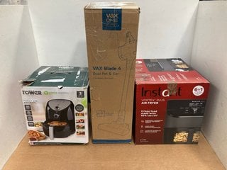 3 X ASSORTED ITEMS TO INCLUDE INSTANT VORTEX PLUS AIR FRYER IN BLACK: LOCATION - F12